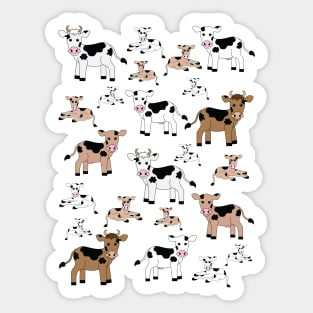 Brown and White Cows Sticker